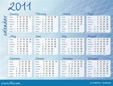 Blue Graphic All-months Calendar Royalty Free Stock Image - Image: 16384226