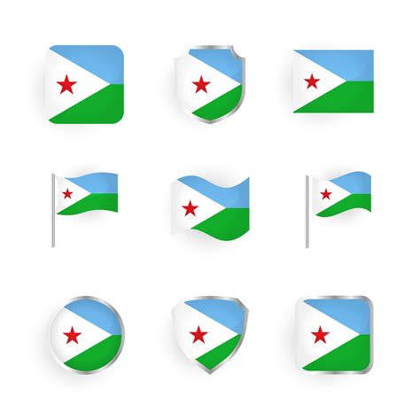 Djibouti Flag Icons Set 2964146 Vector Art at Vecteezy