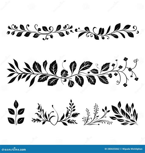 Set of Floral Line Divider Illustration Stock Illustration - Illustration of linedivider ...