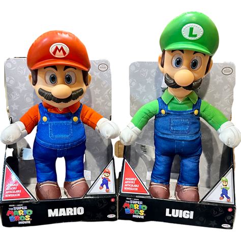 The Super Mario Bros Movie Mario Luigi 14” 2023 Poseable Plush Figure ...