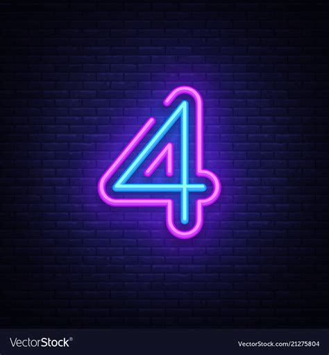 Number four symbol neon sign Royalty Free Vector Image