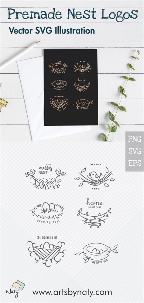 Premade Nest Logos SVG Vector Illustrations. . nest, logo, premade logo, birds, nest logo, svg ...