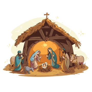 The Nativity Scene In A Circle Clipart Vector, Sticker Design With ...