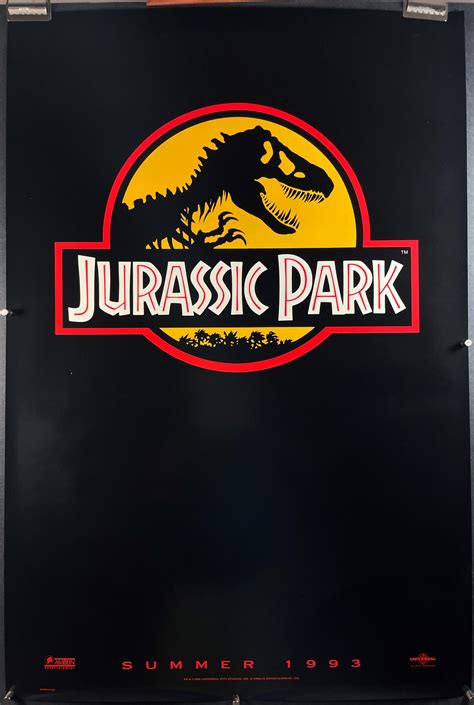 JURASSIC PARK, Original Classic Rolled Spielberg Advanced Yellow Teaser Logo Style Movie Poster ...