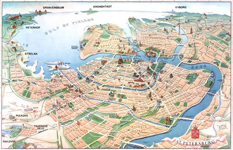 St Petersburg Tourist map - St Petersburg Russia • mappery | Tourist map, Map wall mural, Map