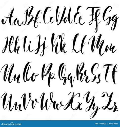 Hand Drawn Elegant Calligraphy Font. Modern Brush Lettering. Grunge Style Alphabet. Vector ...