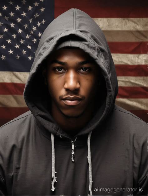 Grieving Trayvon Martin in Hoodie Against Distressed American Flag | AI ...