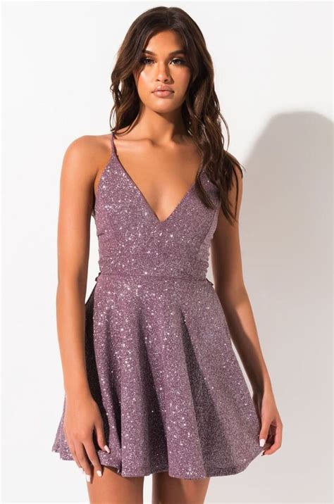 AKIRA Label Lace Racerback Bodycon Mini Glitter Dress in Light Purple ...