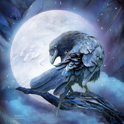 Raven Moon Mixed Media by Carol Cavalaris