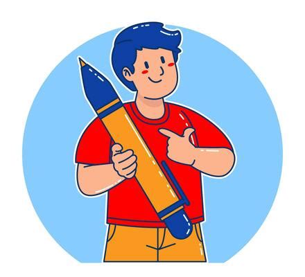 Boy With Pen Vector Art, Icons, and Graphics for Free Download