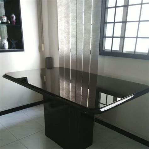 Solid Wood Glass Top Dining Table, Furniture & Home Living, Furniture, Tables & Sets on Carousell