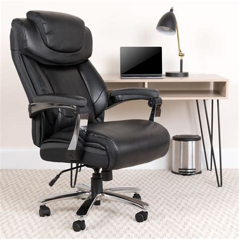 Big & Tall 500 lb. Rated Black LeatherSoft Executive Swivel Ergonomic Office Chair with ...