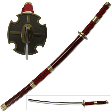 One Piece Sword Sandai Kitetsu Roronoa Zoro Katana Anime Burgundy Red Steel