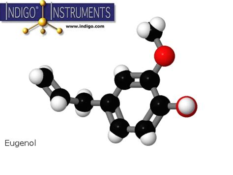 Eugenol Structure Molecule Model made with Indigo Instrument (indigoinstruments.com) Atoms & Bonds.