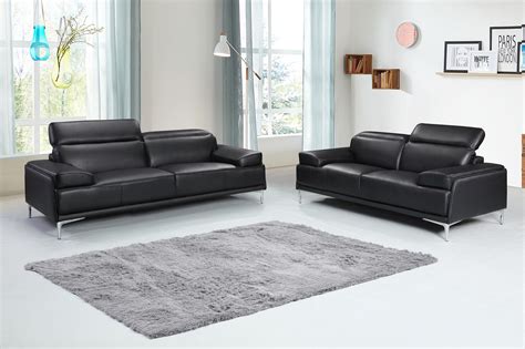 Contemporary Black Leather Living Room Sofa Set Minneapolis Minnesota J&M-Furniture-Nicolo