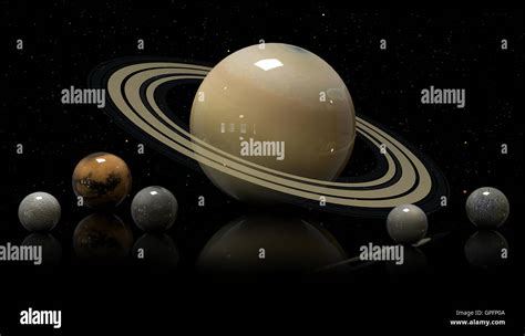 Saturn's moons and star. Elements of this image furnished by NASA Stock ...