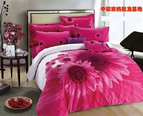 Hot pink sunflower comforter bedding set king size queen comforters ...