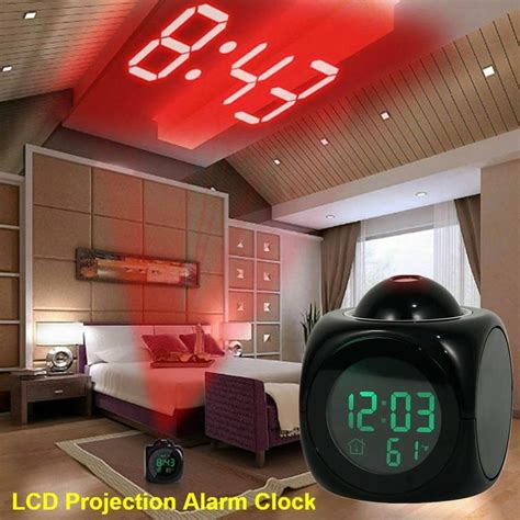 New Digital Projection Alarm Clock Voice Talking LCD Projection Time Thermometer Display Home ...