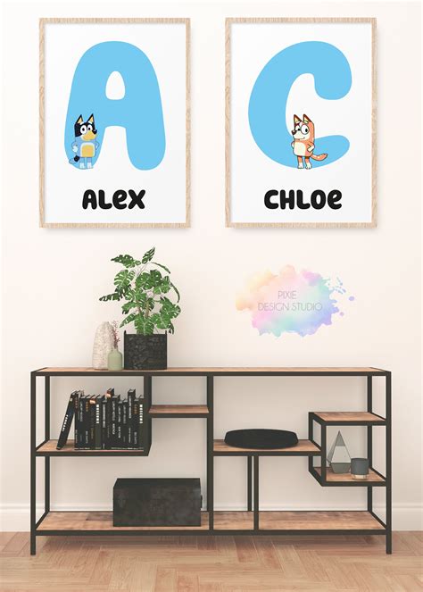 Personalised Bluey wall art Bluey family wall art monogram | Etsy