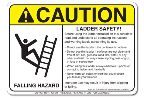 Ladder Safety Requirements Sticker - H.H.H. Incorporated Waste Decals