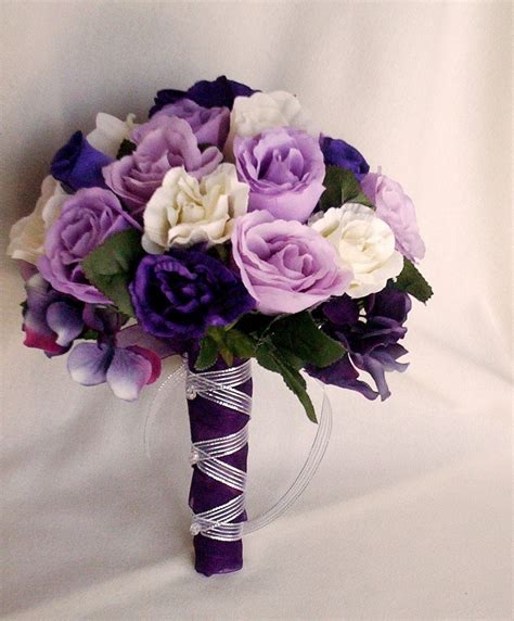 Silk Purple Rose Bridal Bouquets Package Custom for Helen