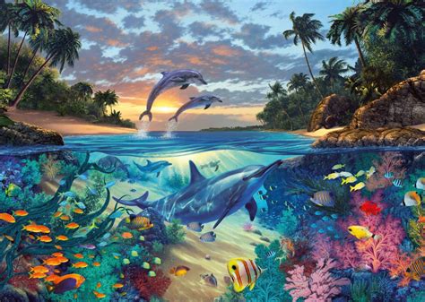 Puzzle Corals Ravensburger-00646 1000 pieces Jigsaw Puzzles - Dolphins ...