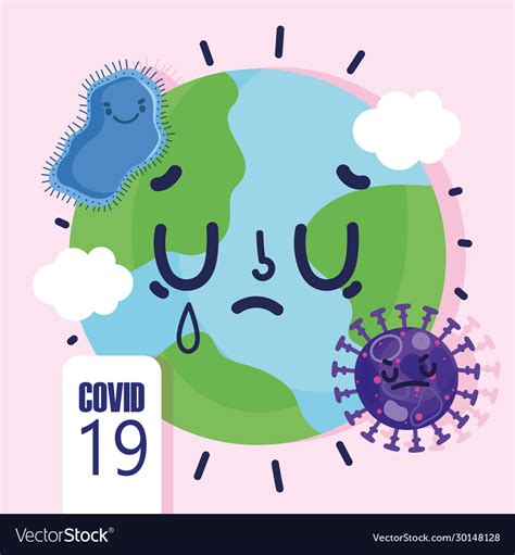 Virus covid19 19 pandemic cartoon sick world Vector Image