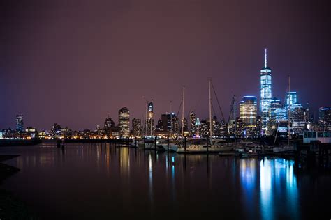 Night skyline with lights image - Free stock photo - Public Domain ...