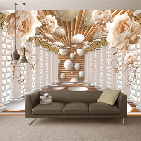 3D Wallpaper Modern Abstract Art Rome Column Flower Photo Wall Murals ...