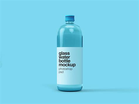 Free Glass Water Bottle Mockup (PSD)