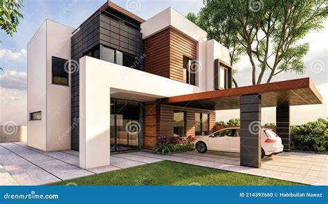 Beautiful Modern House 3D Rendering - Exterior Design Using Lumion â€“ Front Elevation Stock ...