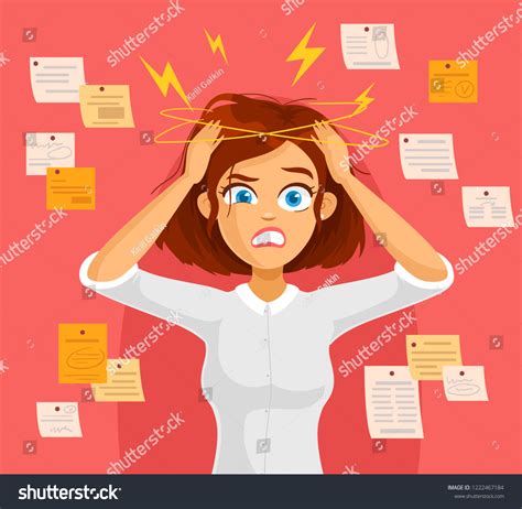 Stressed Cartoon Business Woman Office Work Stock Vector (Royalty Free) 1222467184 | Shutterstock