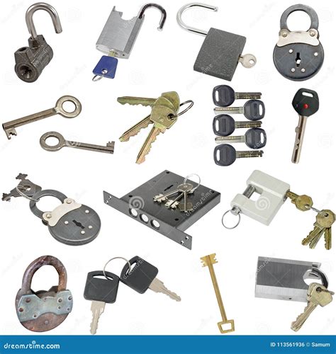 Padlocks and Keys Isolated on White Stock Photo - Image of link, concepts: 113561936