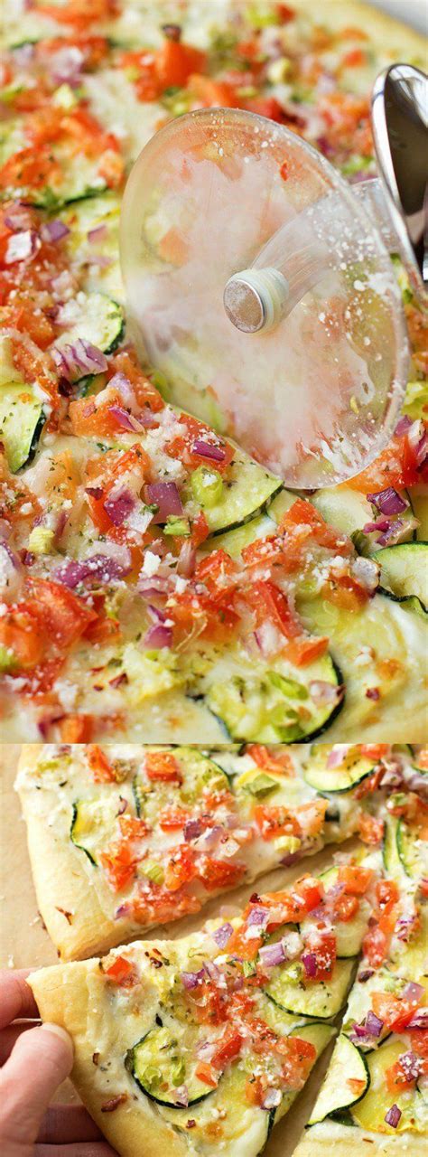 garden veggie pizza longpin | Pizza recipes homemade, Easy homemade pizza, Zuchinni recipes