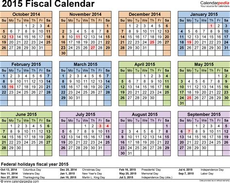 Fiscal Calendars 2015 - free printable Word templates