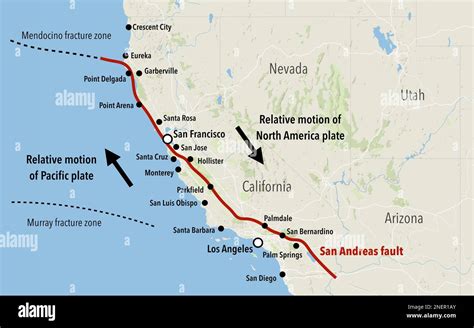 Map of the San Andreas fault in California Stock Photo - Alamy