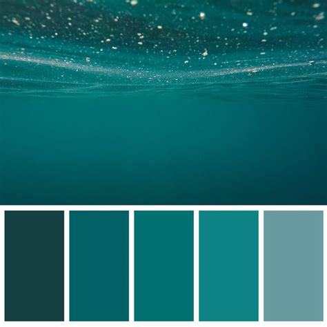 Color Palette Swatches Of Abstract Blurred Shapes Of Turquoise And Dark Blue Sea Trendy ...