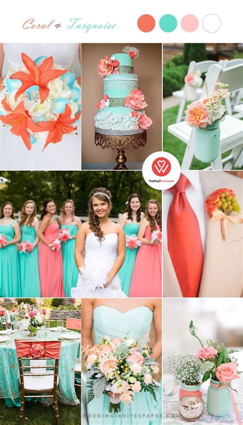 Top 9 Elegant Spring & Summer Wedding Color Palettes for 2019---coral and turquoise color ...