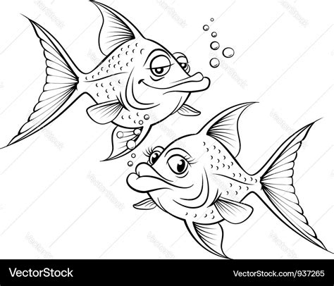 Two drawing cartoon fish Royalty Free Vector Image