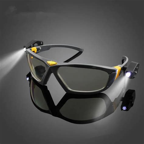 Bright LED Lights Safety Goggles Night Reading Eye Glasses for Safe Industrial Work Car Repair ...