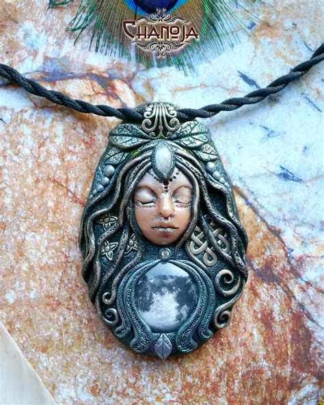 Moon & Stars Goddess Necklace-goddess Art Moon Necklace Fullmoon Magic ...