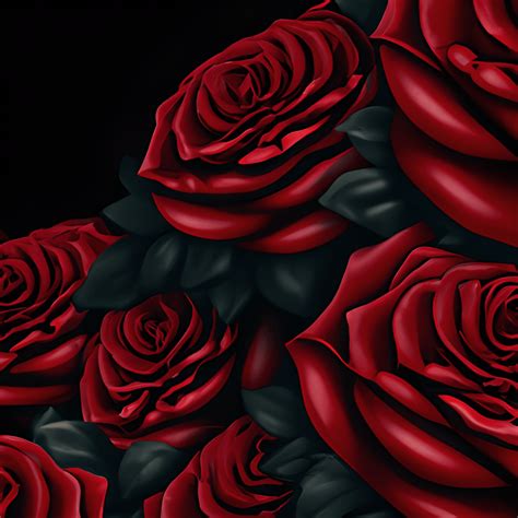 Beautiful Big Roses on Black and Red Background · Creative Fabrica