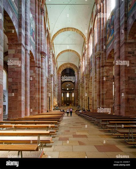 Imperial Cathedral, central nave with raised groined vault, Speyer ...