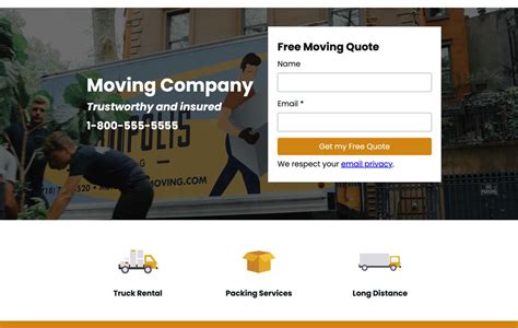 Moving Companies Landing Page Template | AWeber