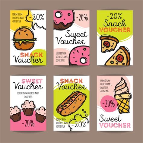 Premium Vector | Set of discount coupons for fast food