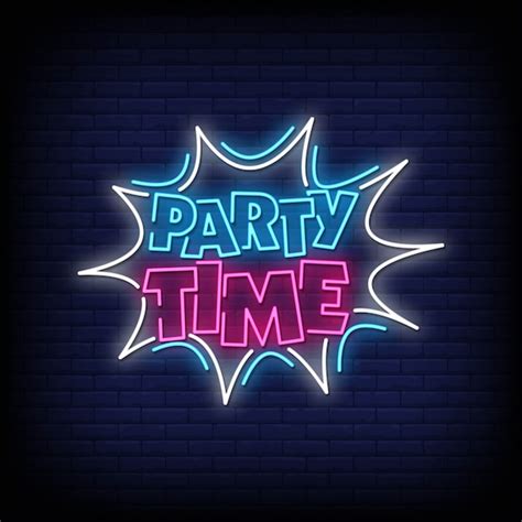 Premium Vector | Party time neon signs style text