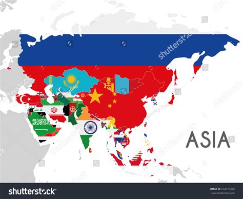 Political Asia Map Vector Illustration Flags Stock Vector (Royalty Free ...