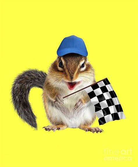 Funny chipmunk holding a racing flag Painting by Damien Clarke - Fine ...