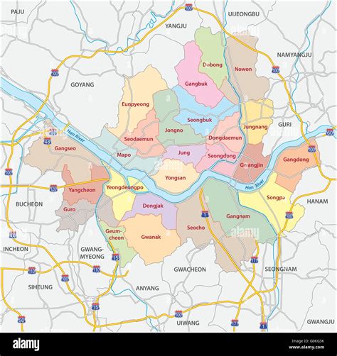 administrative and road map of south korea capital, Seoul Stock Vector Image & Art - Alamy