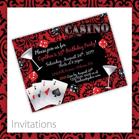 Casino Party Invitations - Casino Blush . Casino Birthday Invitation, Casino Event I… | Party ...